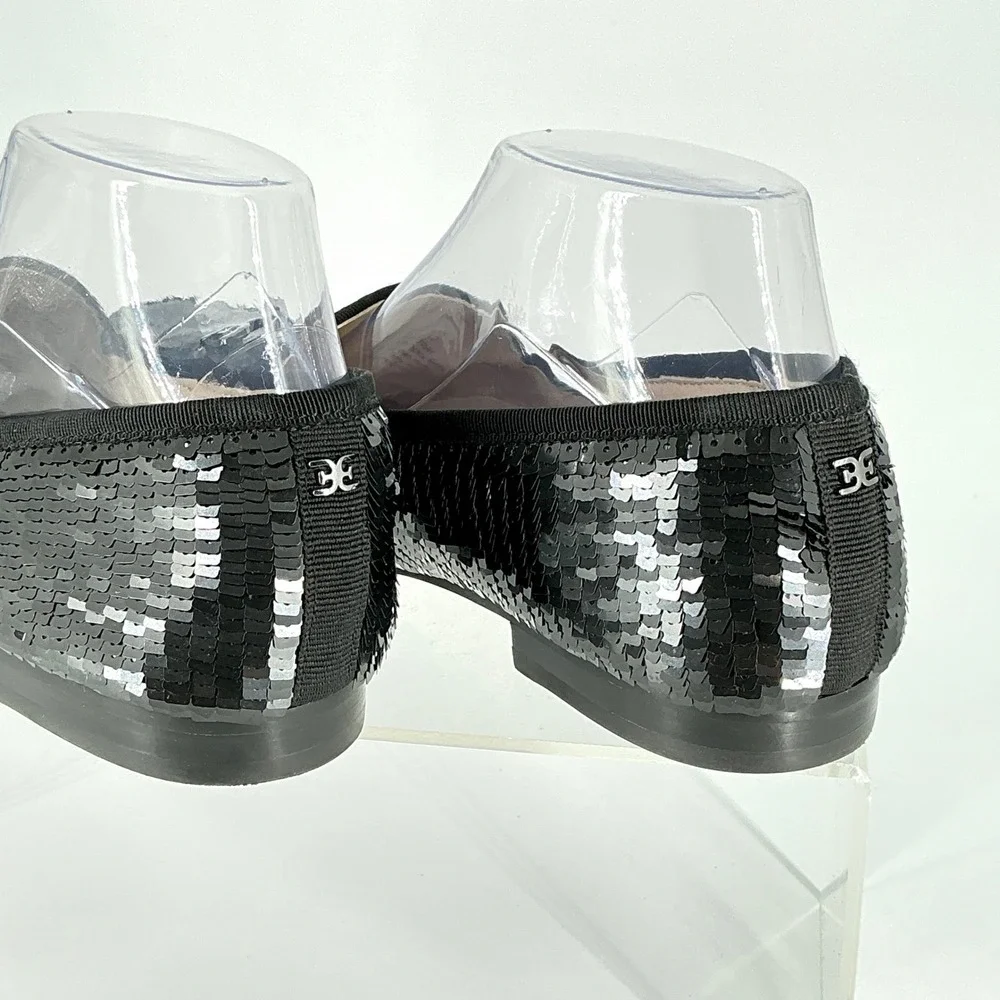 Sam Edelman Size 9 Glam Black Sequin Bit Loafers Womens‎ Loraine Flats Arya